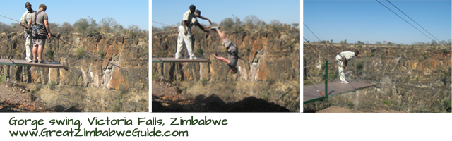 Victoria Falls gorge swing Zimbabwe zip line highwire