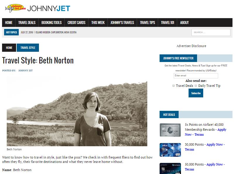 Johnny Jet Beth Norton Travel Style