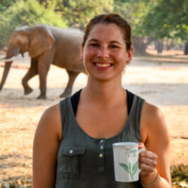 Zimbabwe travel blogger with elephant