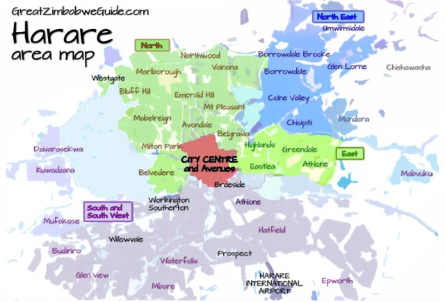 Harare area map