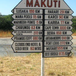 Makuti signpost Zimbabwe