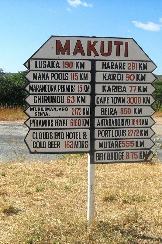 Makuti signpost Zimbabwe