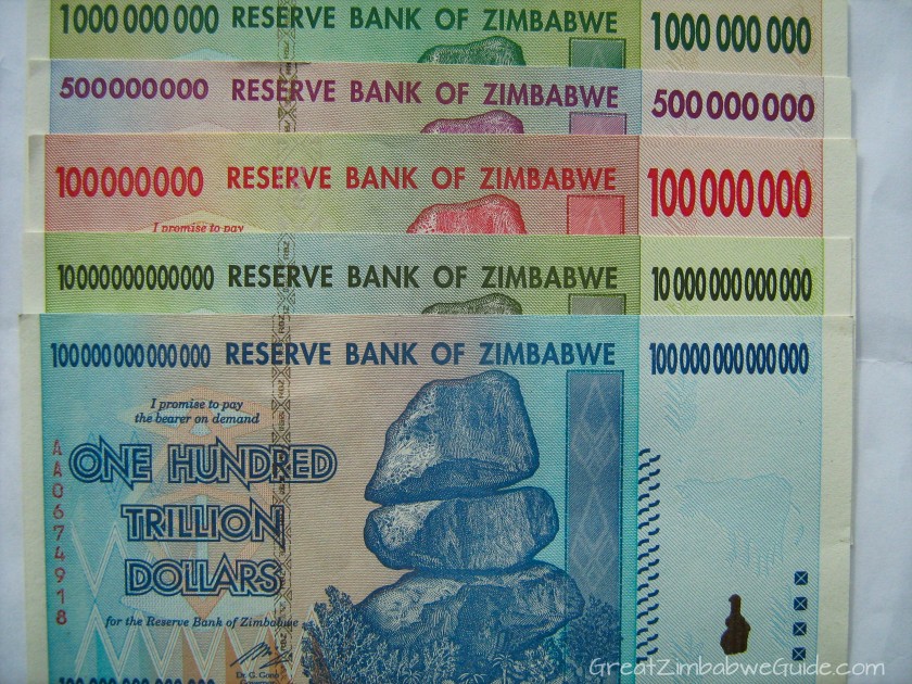 Great Zimbabwe Guide 2008 currency money hundred trillion dollars