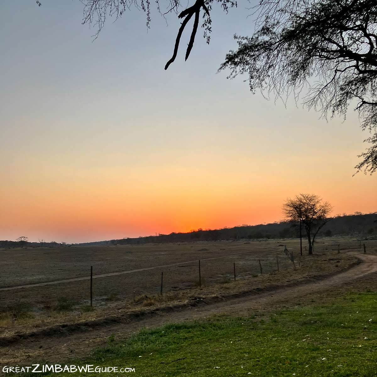 Sunset from Sikumi Lodge hwange national park zimbabwe africa
