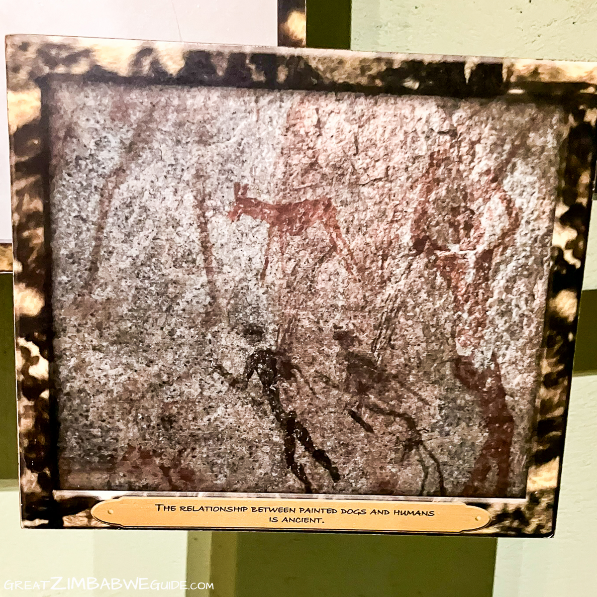 Rock art display at Hwange Park Painted Dog Conservation Centre Zimbabwe