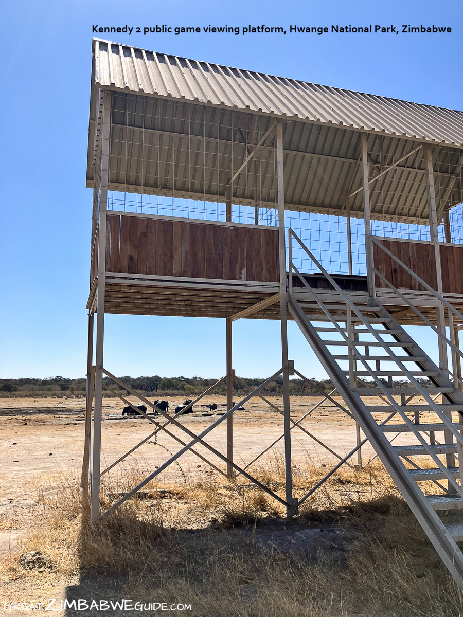 Kennedy 2 Viewing point at pan hwange national park zimbabwe africa text