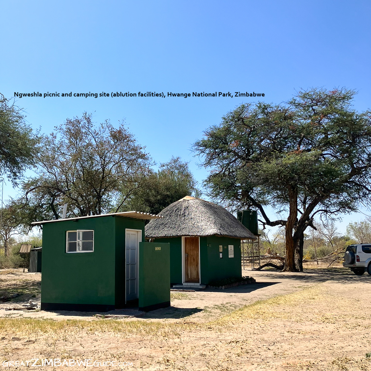 Ngweshla Picnic Camping Hwange National Park Zimbabwe Africa text
