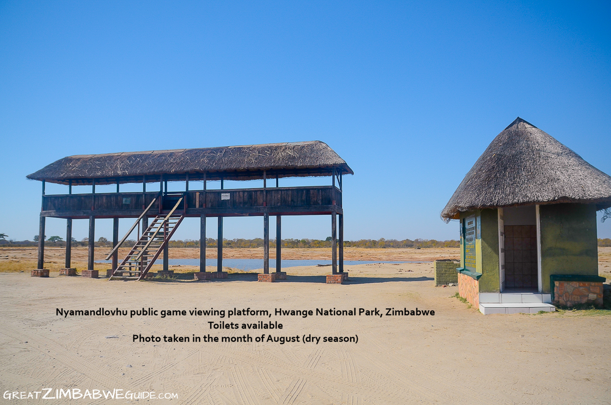 Nyamandlovhu viewing platform hwange national park zimbabwe africa toilet text